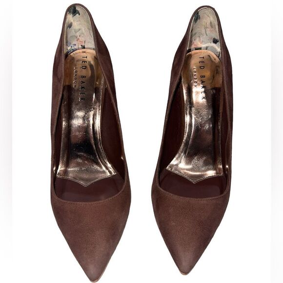 ✨Ted Baker Bubeli Suede Pumps Sz 8 Brown✨ - Picture 8 of 11